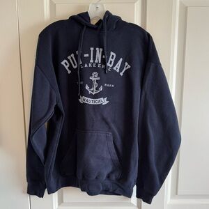 Unisex Navy Nautical Put-In-Bay Graphic Hoodie